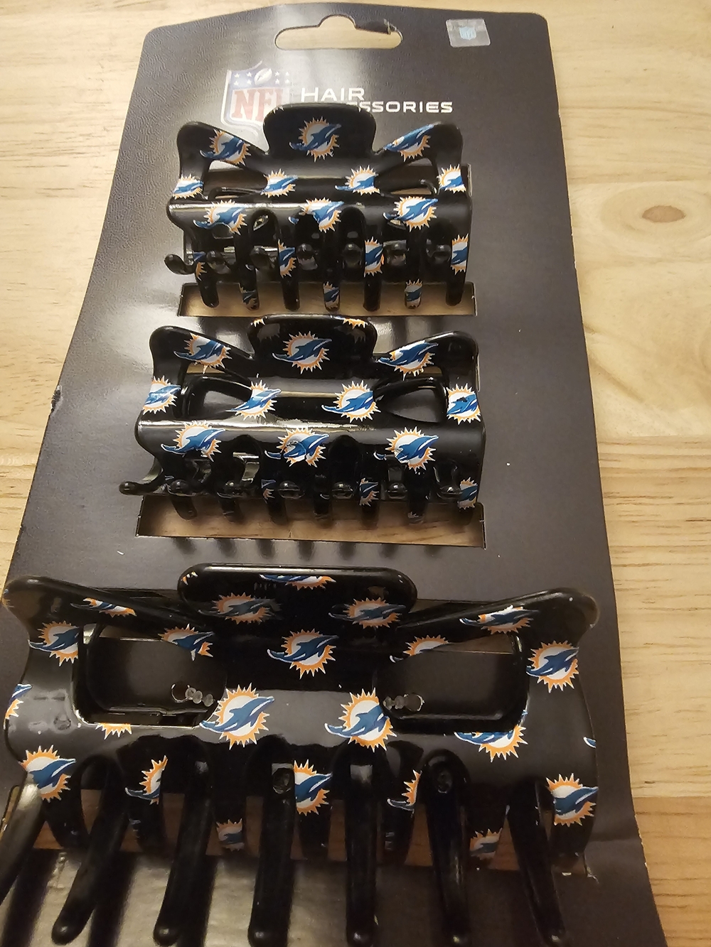 Miami Dolphins Black Logo Hair Claw Clip Set - Team Print (3-Pack)